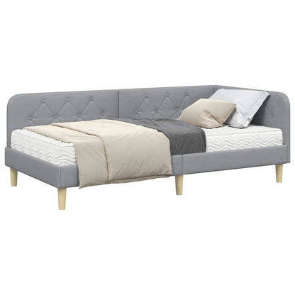 Cornice del letto ad angolo Grigio chiaro 100 x 200 cm Tessuto | homemem39
