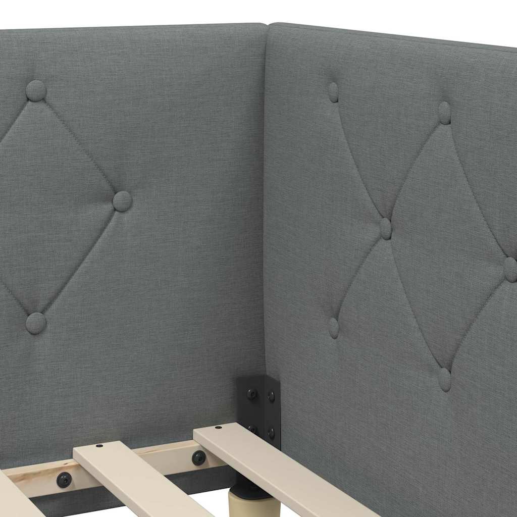 Cornice del letto ad angolo Grigio scuro 100 x 200 cm Tessuto | homemem39