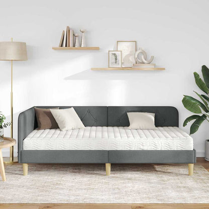 Cornice del letto ad angolo Grigio scuro 100 x 200 cm Tessuto | homemem39