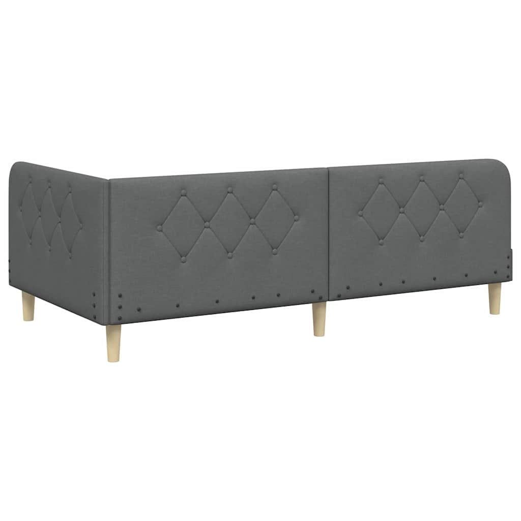Cornice del letto ad angolo Grigio scuro 100 x 200 cm Tessuto | homemem39