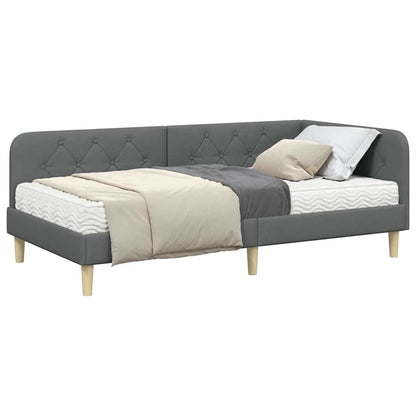 Cornice del letto ad angolo Grigio scuro 100 x 200 cm Tessuto | homemem39