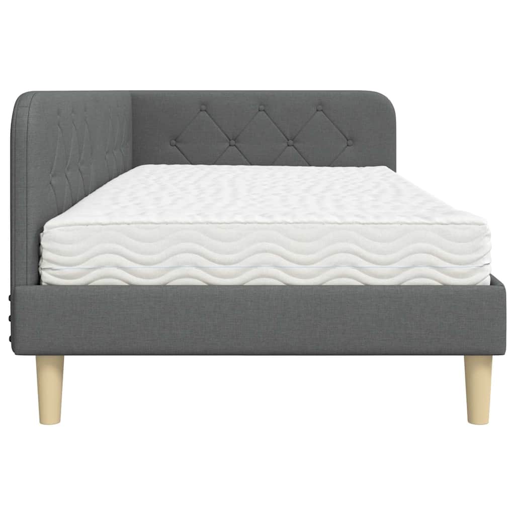 Cornice del letto ad angolo Grigio scuro 100 x 200 cm Tessuto | homemem39