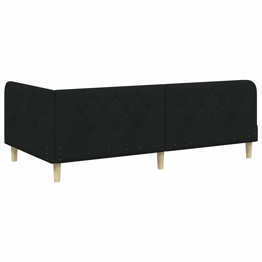 Cornice del letto ad angolo Nero 100 x 200 cm Tessuto | homemem39