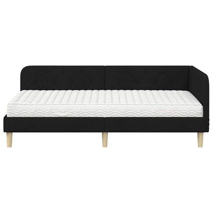 Cornice del letto ad angolo Nero 100 x 200 cm Tessuto | homemem39