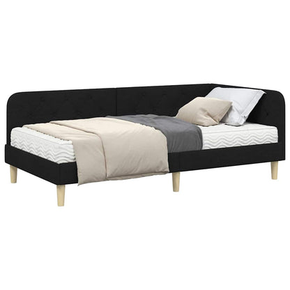 Cornice del letto ad angolo Nero 100 x 200 cm Tessuto | homemem39