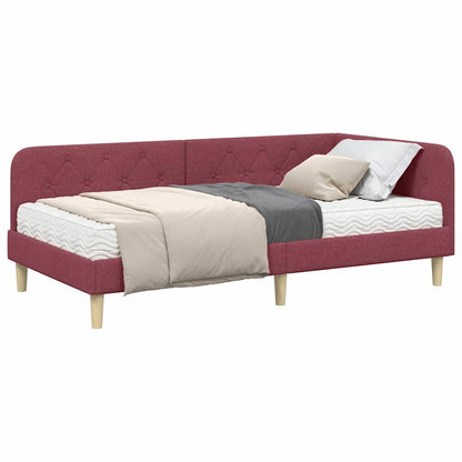 Cornice del letto ad angolo Rosso Vino 100 x 200 cm Tessuto | homemem39