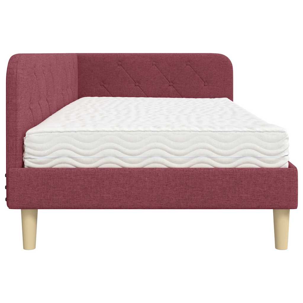 Cornice del letto ad angolo Rosso Vino 100 x 200 cm Tessuto | homemem39