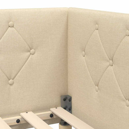 Cornice del letto ad angolo Crema 100 x 200 cm Tessuto | homemem39