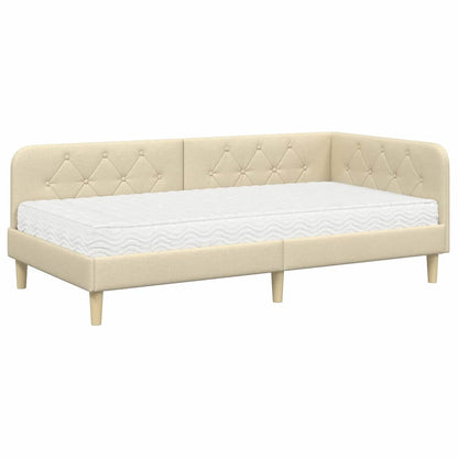 Cornice del letto ad angolo Crema 100 x 200 cm Tessuto