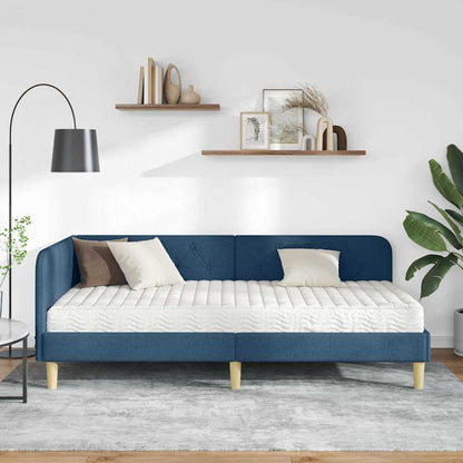 Cornice del letto ad angolo Blu 100 x 200 cm Tessuto | homemem39
