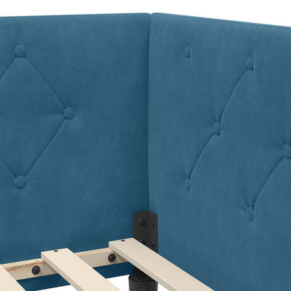 Cornice del letto ad angolo Blu 80 x 200 cm Velluto | homemem39