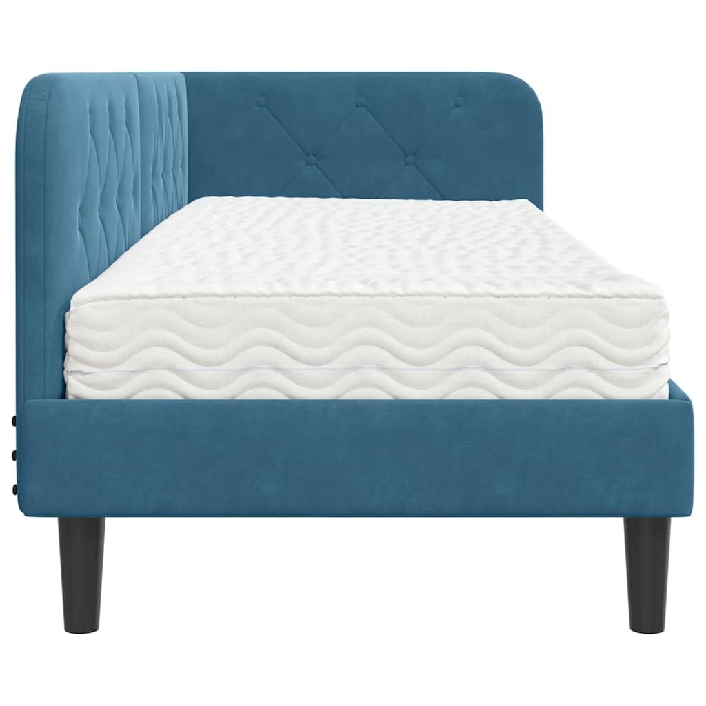Cornice del letto ad angolo Blu 80 x 200 cm Velluto | homemem39