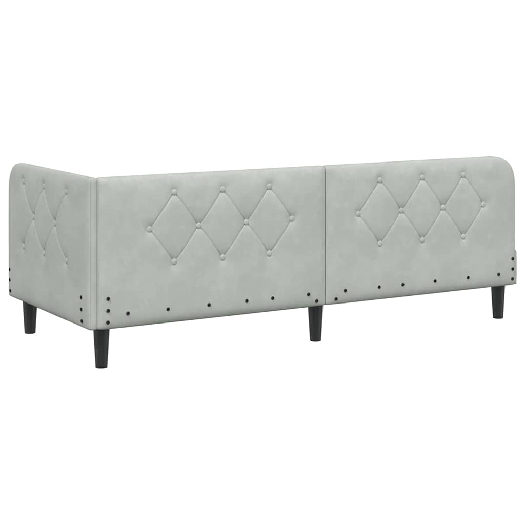 Cornice del letto ad angolo Grigio chiaro 80 x 200 cm Velluto | homemem39