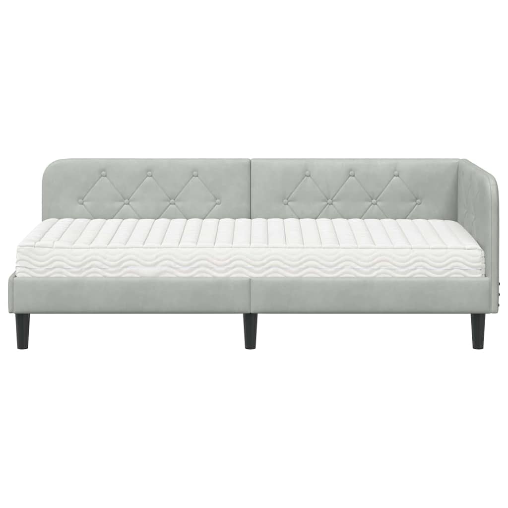 Cornice del letto ad angolo Grigio chiaro 80 x 200 cm Velluto | homemem39