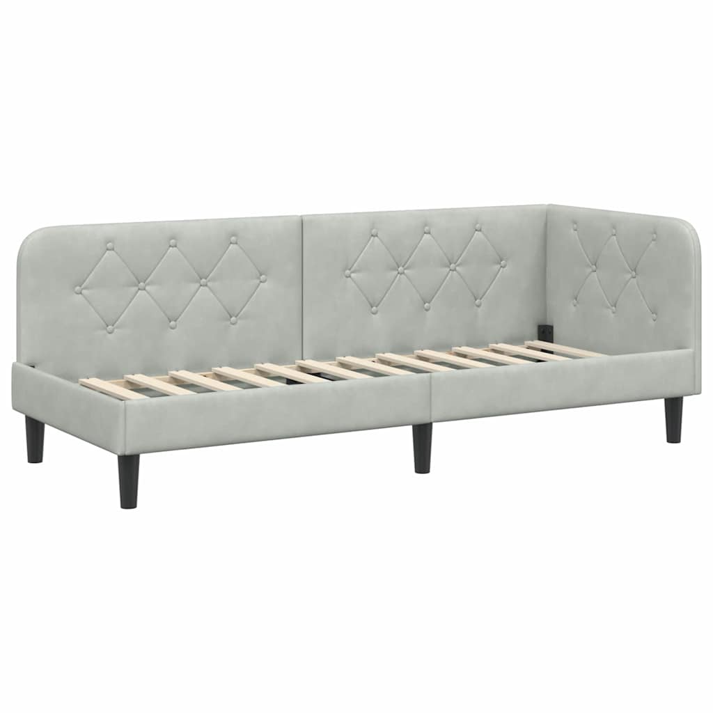 Cornice del letto ad angolo Grigio chiaro 80 x 200 cm Velluto | homemem39