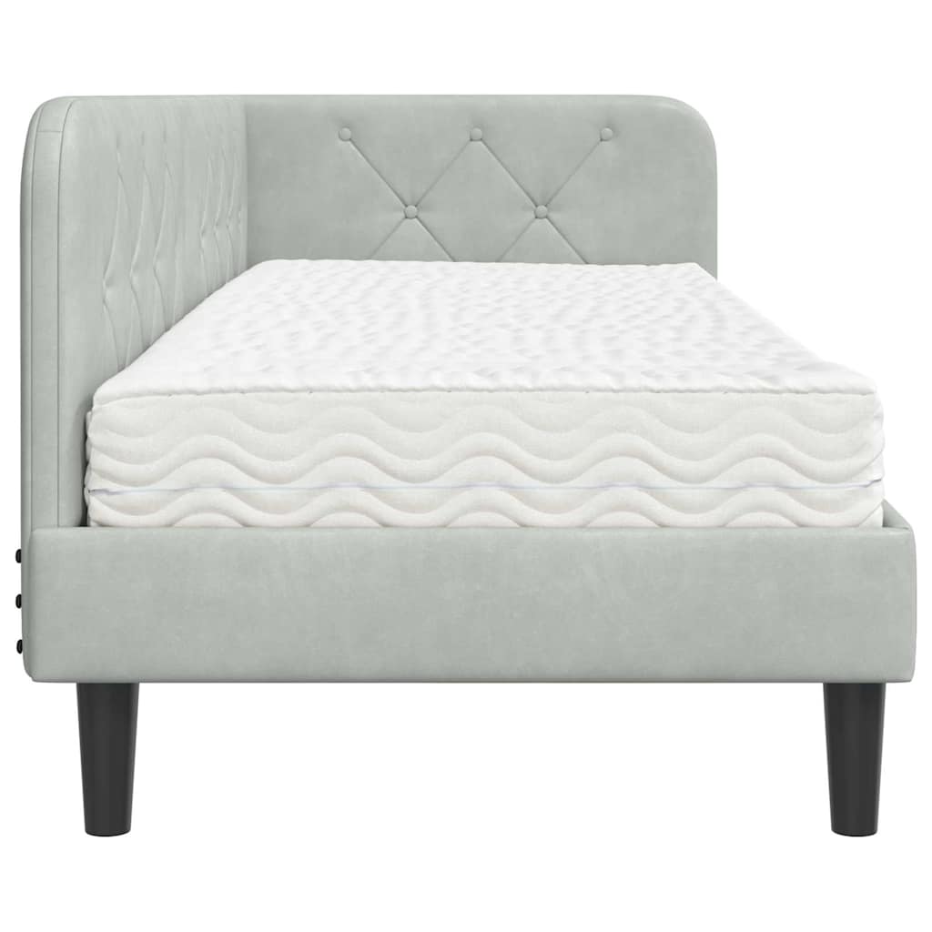 Cornice del letto ad angolo Grigio chiaro 80 x 200 cm Velluto | homemem39