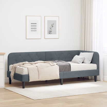Cornice del letto ad angolo Grigio scuro 80 x 200 cm Velluto | homemem39