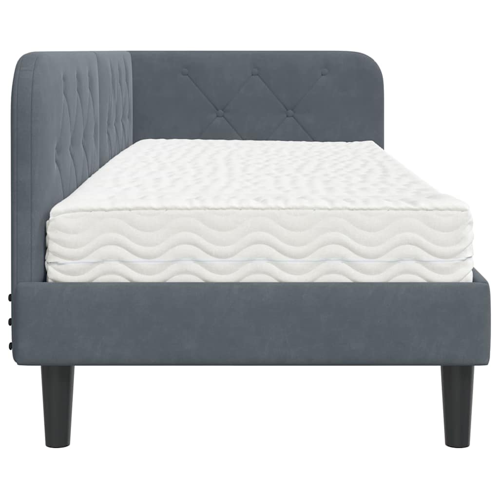 Cornice del letto ad angolo Grigio scuro 80 x 200 cm Velluto | homemem39