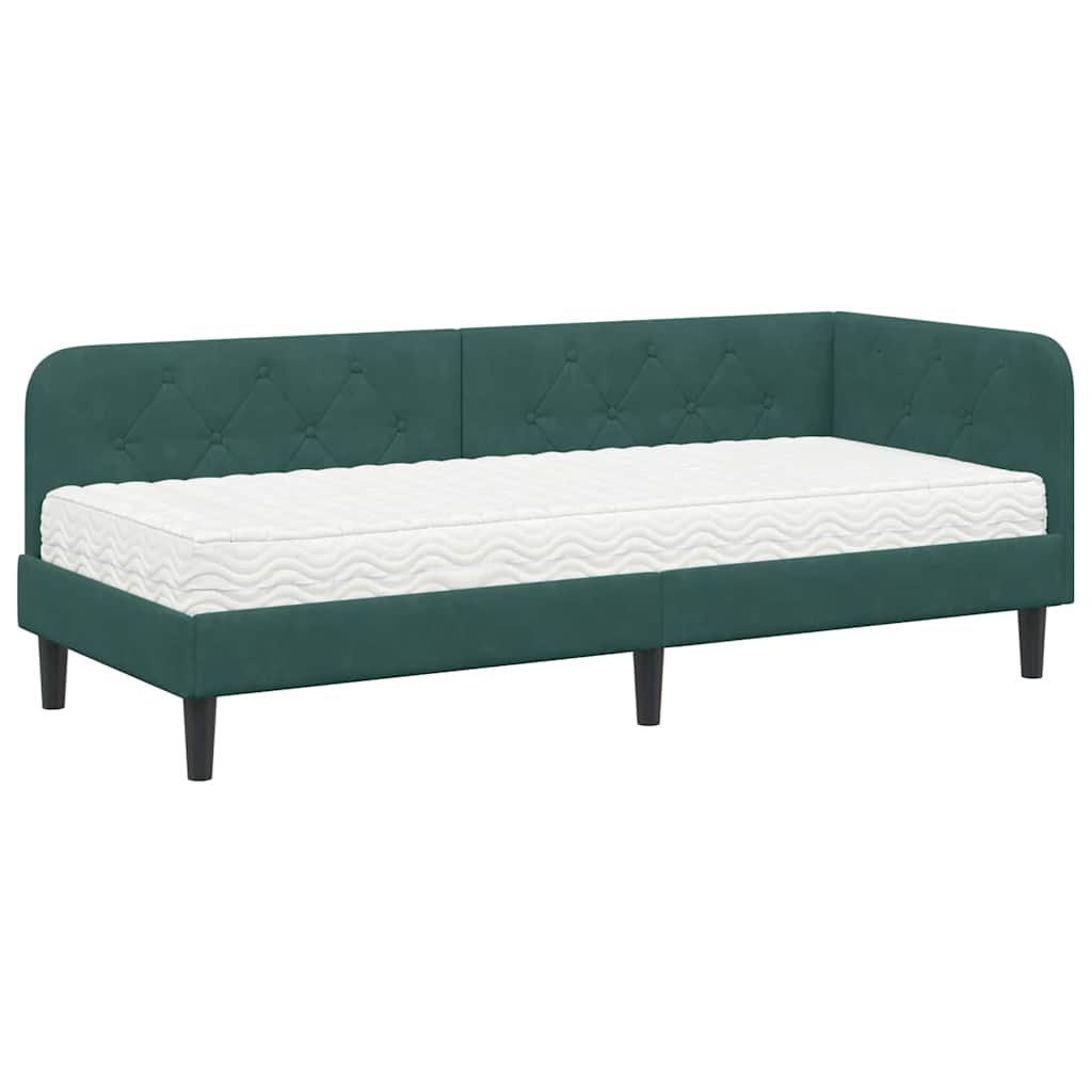 Cornice del letto ad angolo Verde Scuro 80 x 200 cm Velluto | homemem39
