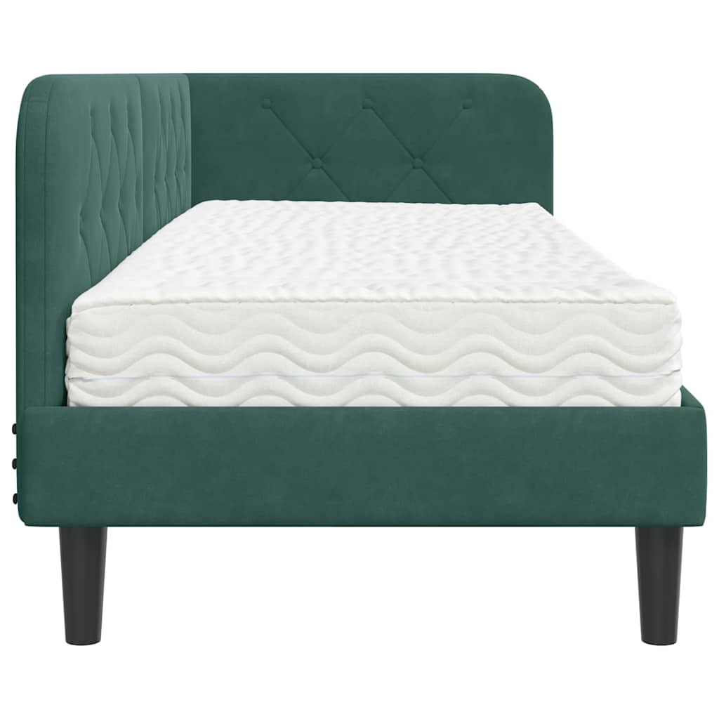 Cornice del letto ad angolo Verde Scuro 80 x 200 cm Velluto | homemem39