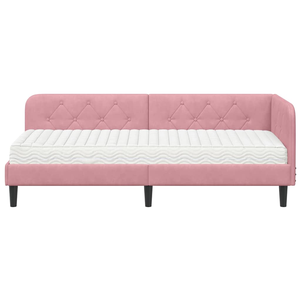 Cornice del letto ad angolo Rosa 80 x 200 cm Velluto | homemem39