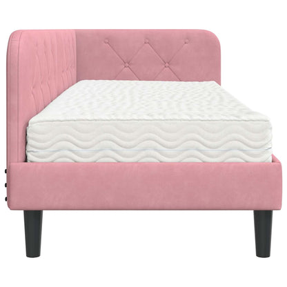 Cornice del letto ad angolo Rosa 80 x 200 cm Velluto | homemem39