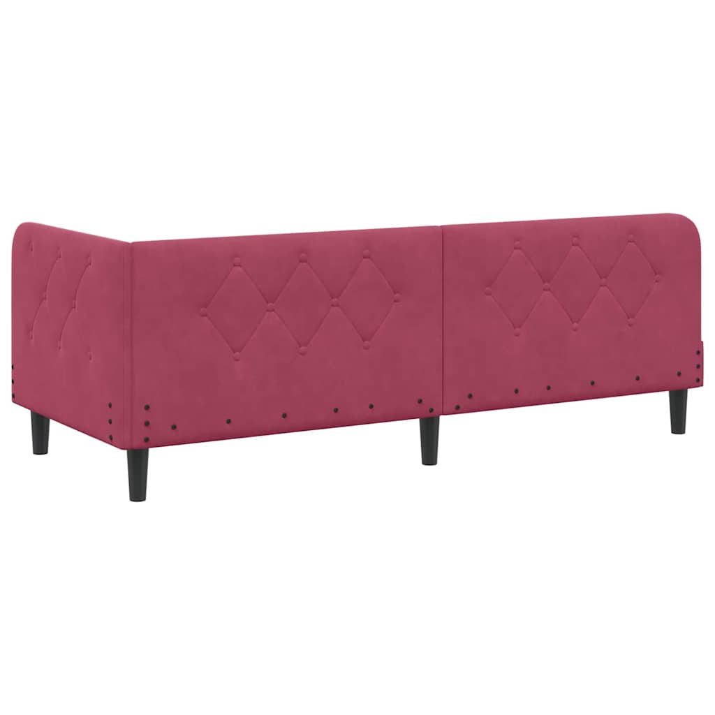 Cornice del letto ad angolo Rosso Vino 80 x 200 cm Velluto | homemem39