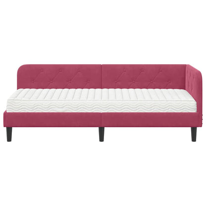 Cornice del letto ad angolo Rosso Vino 80 x 200 cm Velluto | homemem39