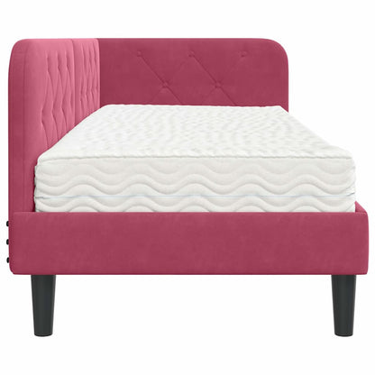 Cornice del letto ad angolo Rosso Vino 80 x 200 cm Velluto | homemem39