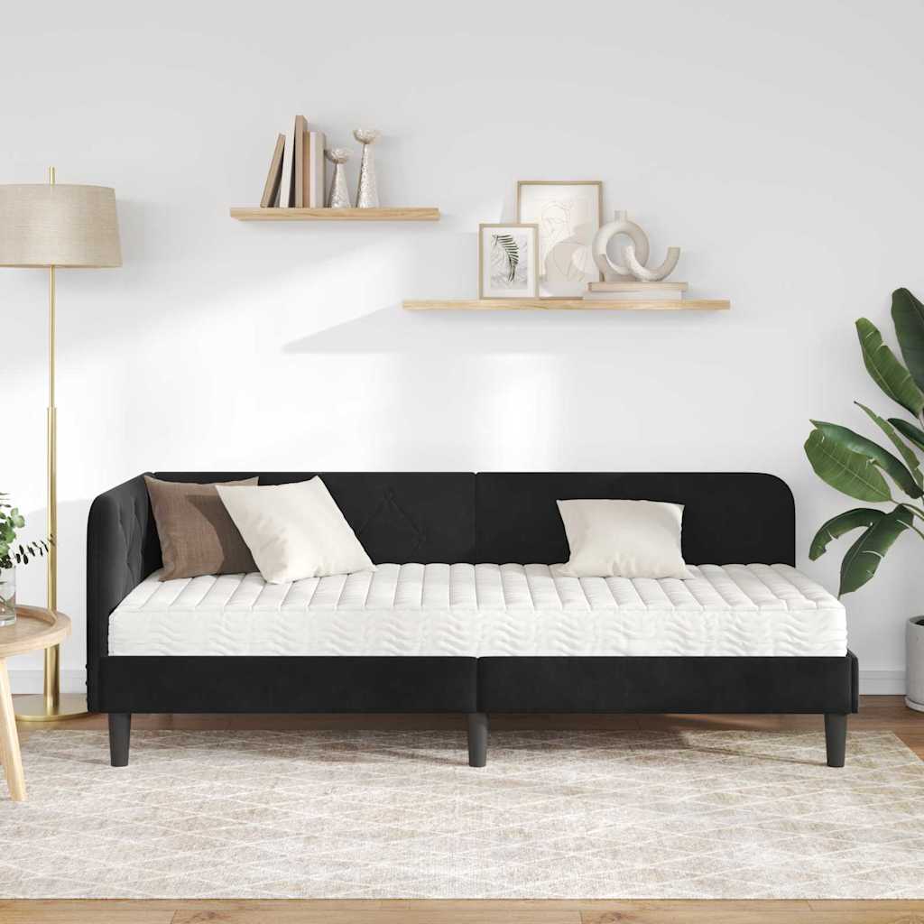 Cornice del letto ad angolo Nero 80 x 200 cm Velluto | homemem39