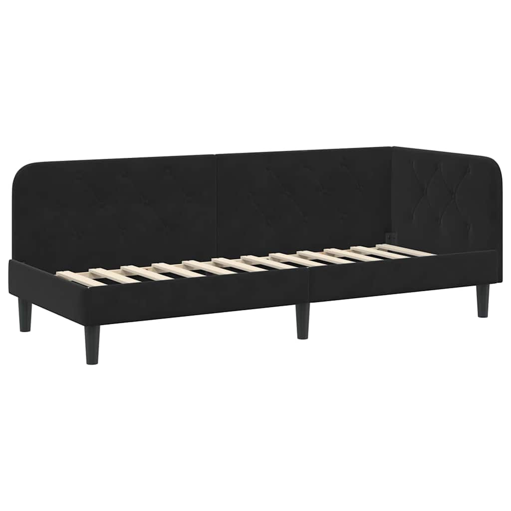 Cornice del letto ad angolo Nero 80 x 200 cm Velluto | homemem39