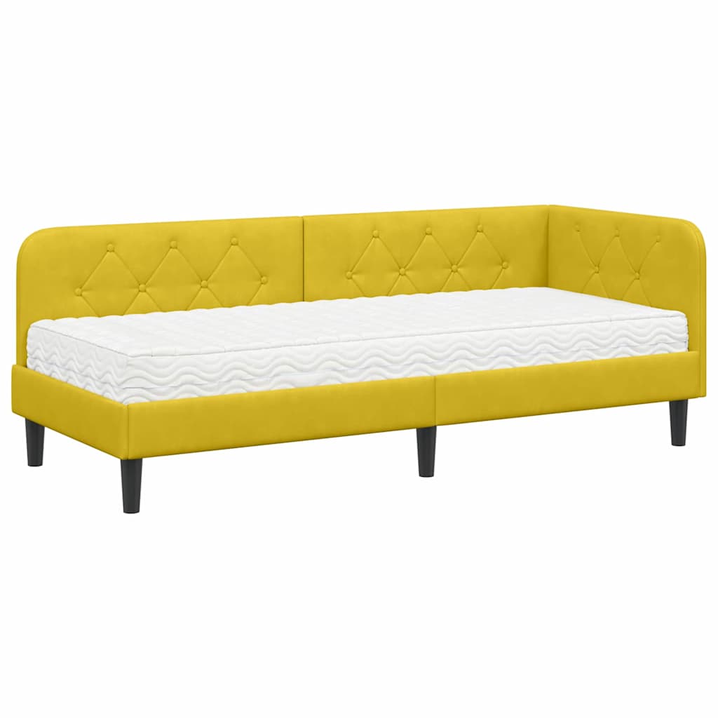 Cornice del letto ad angolo Giallo 80 x 200 cm Velluto | homemem39
