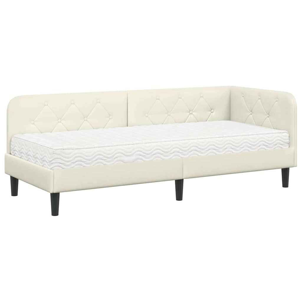 Cornice del letto ad angolo Crema 80 x 200 cm Velluto | homemem39