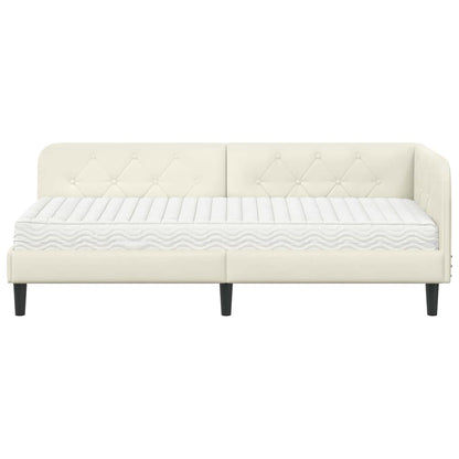 Cornice del letto ad angolo Crema 80 x 200 cm Velluto | homemem39