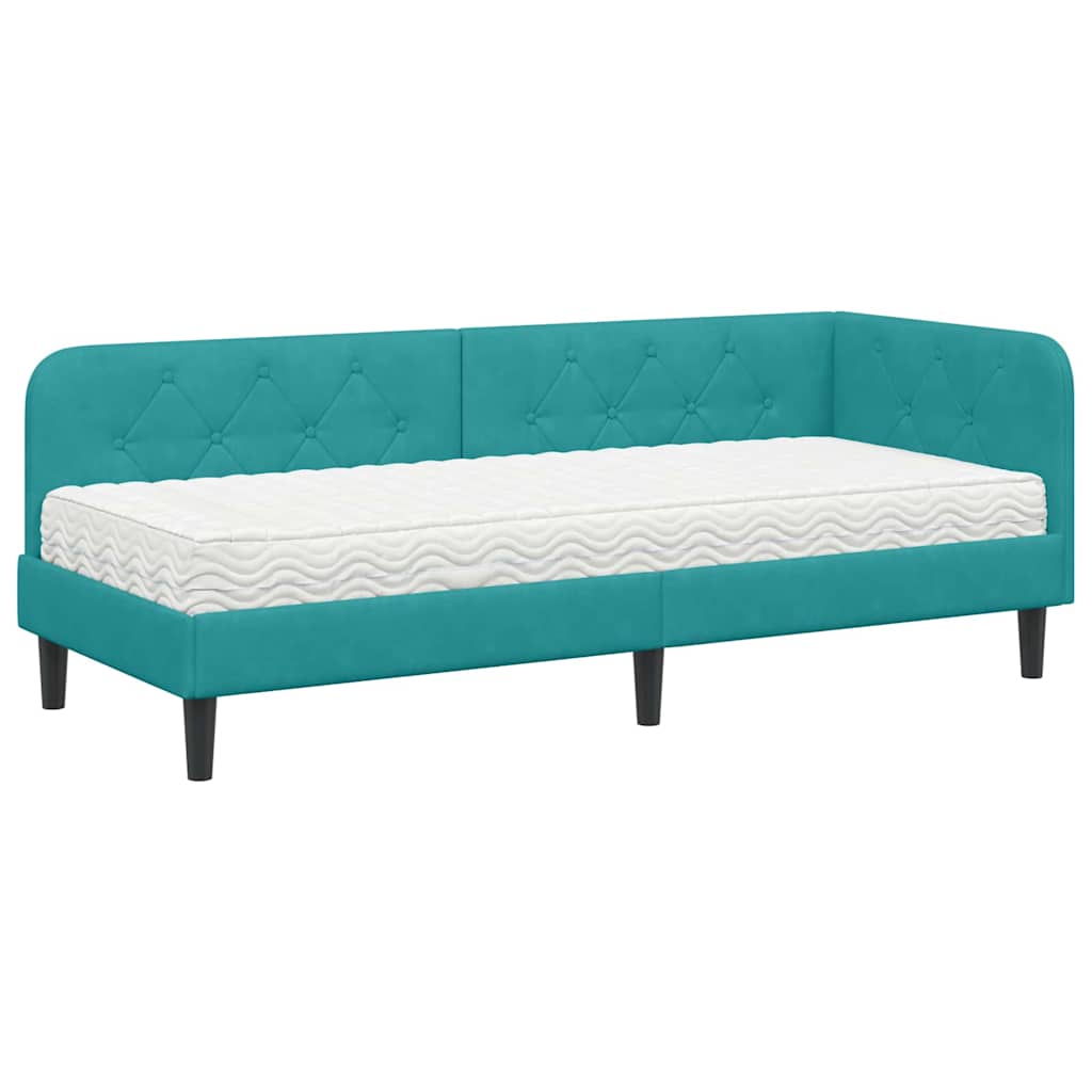 Cornice del letto ad angolo Turchese 80 x 200 cm Velluto | homemem39