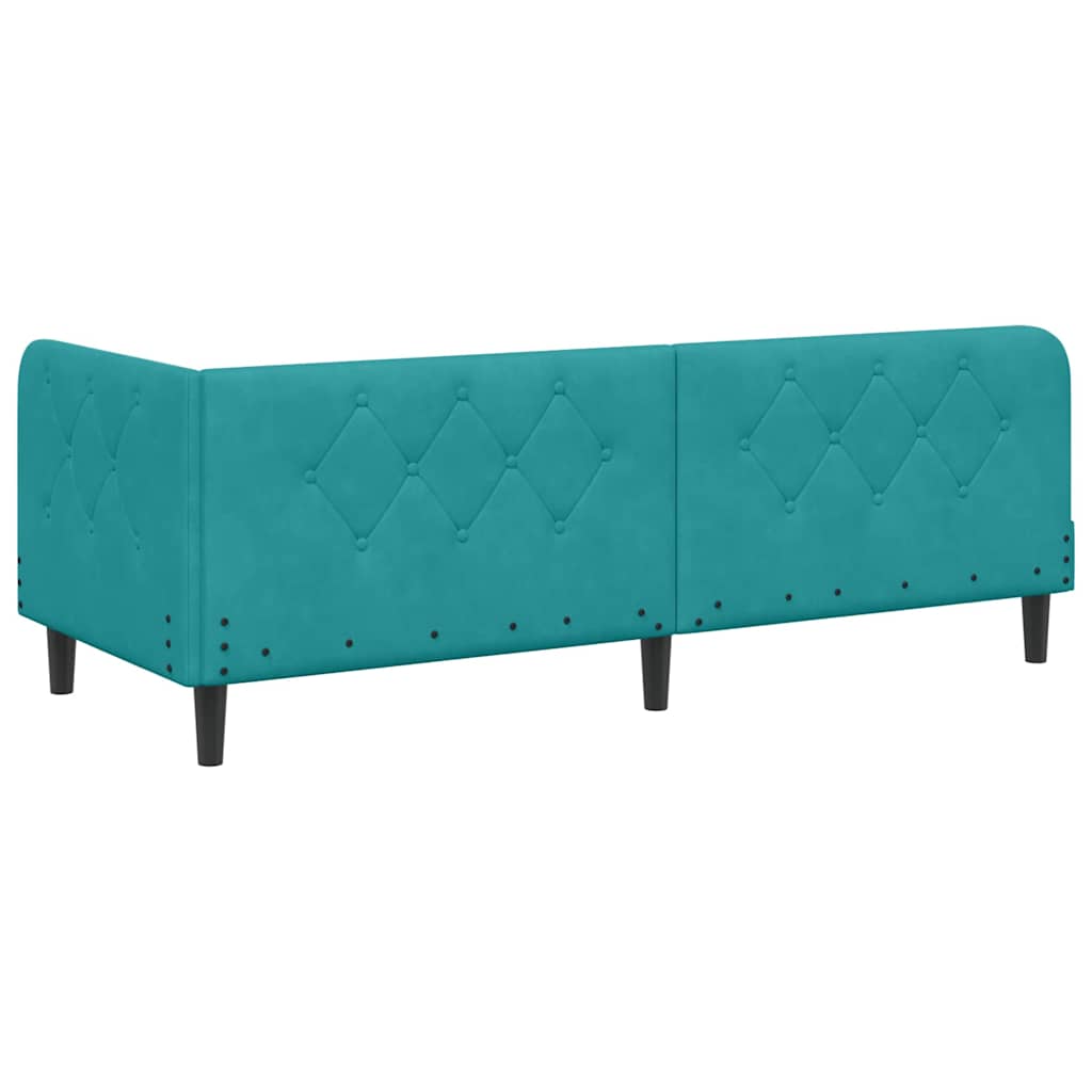 Cornice del letto ad angolo Turchese 80 x 200 cm Velluto | homemem39