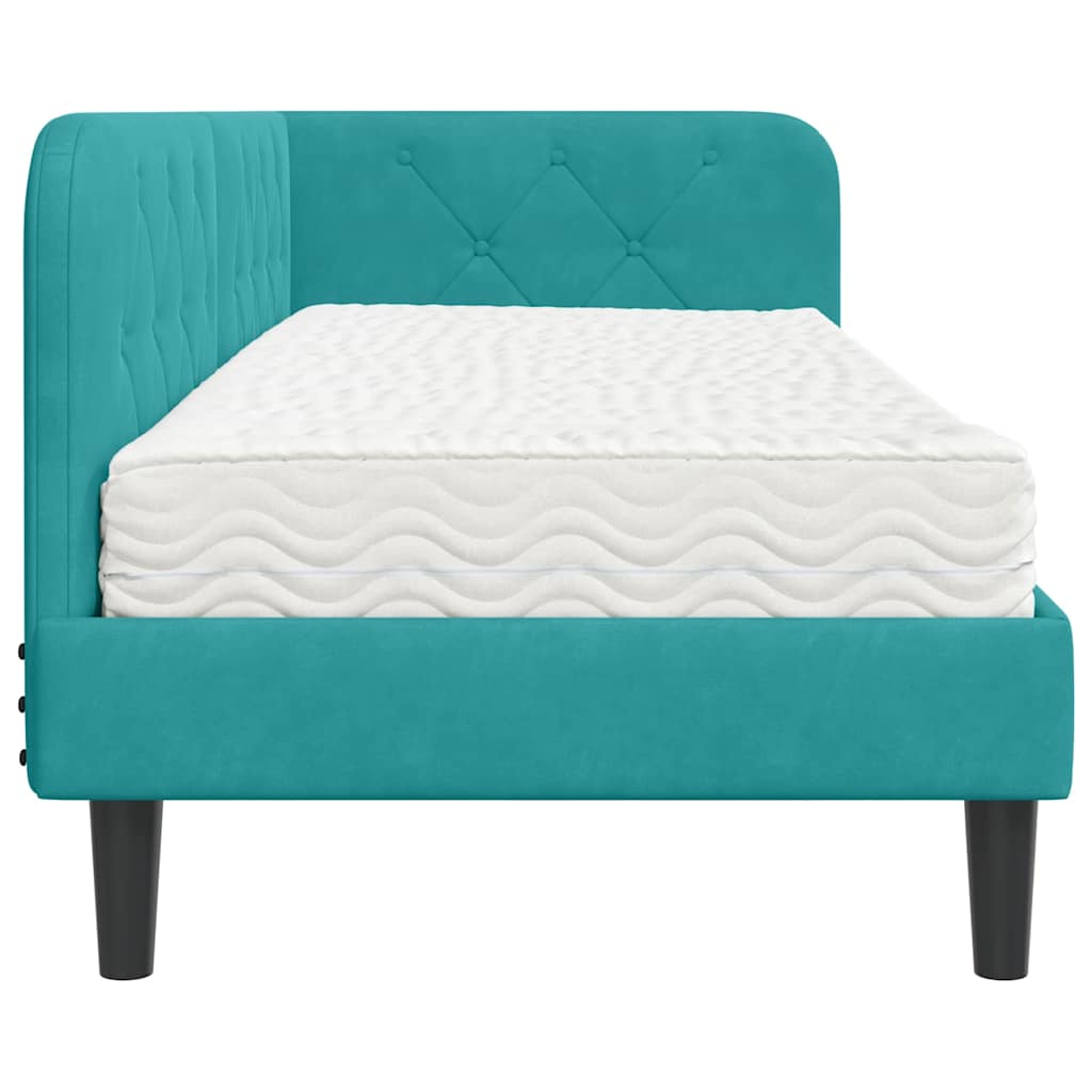 Cornice del letto ad angolo Turchese 80 x 200 cm Velluto | homemem39