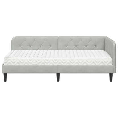 Cornice del letto ad angolo Grigio chiaro 90 x 190 cm Velluto | homemem39