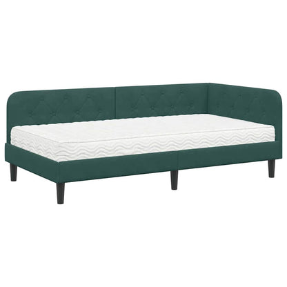 Cornice del letto ad angolo Verde Scuro 90 x 190 cm Velluto | homemem39