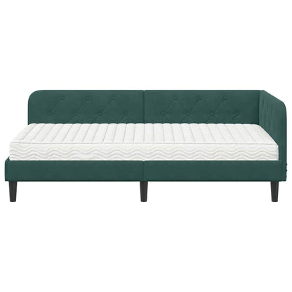 Cornice del letto ad angolo Verde Scuro 90 x 190 cm Velluto | homemem39
