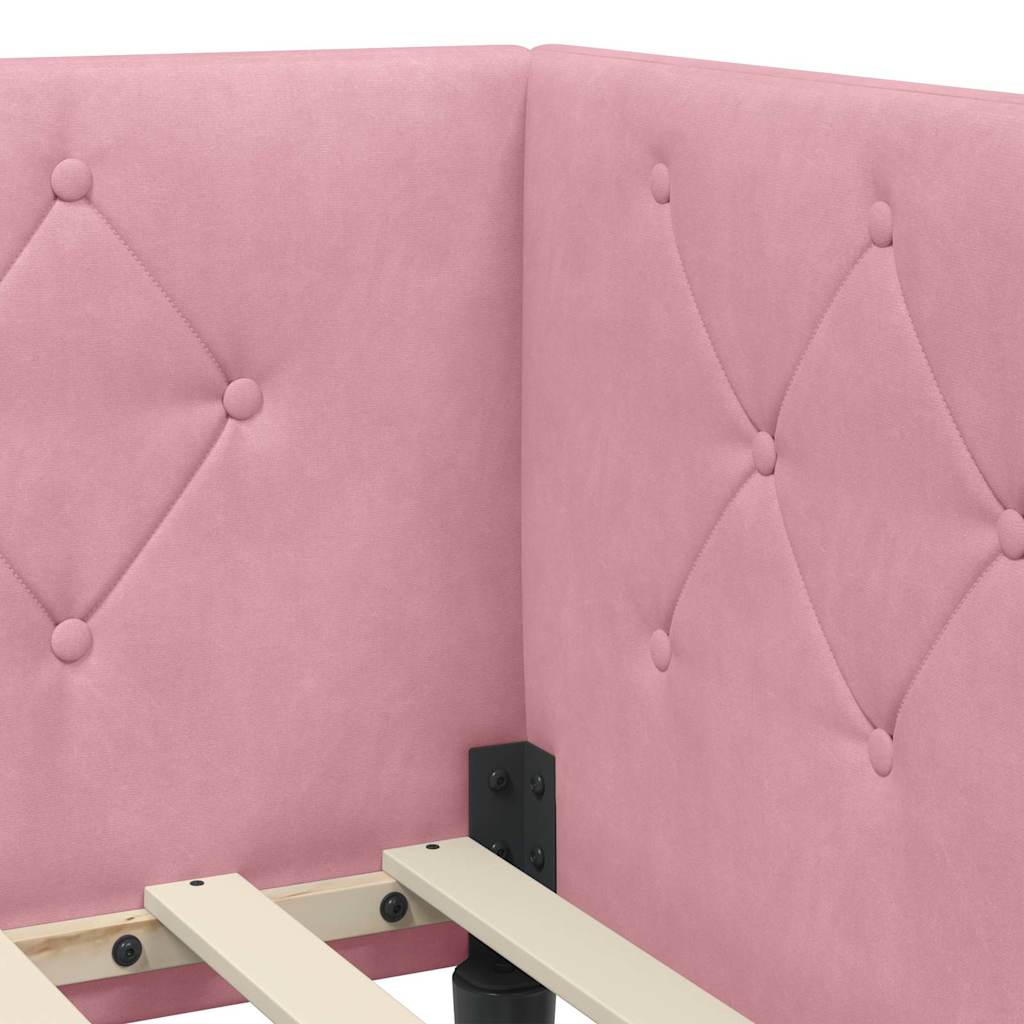 Cornice del letto ad angolo Rosa 90 x 190 cm Velluto | homemem39