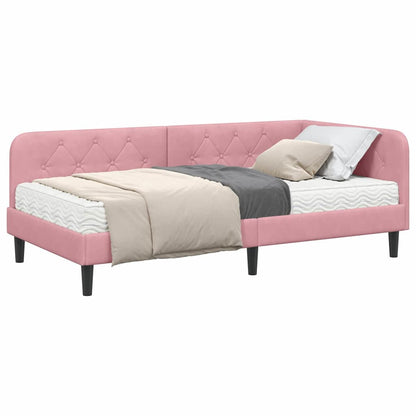 Cornice del letto ad angolo Rosa 90 x 190 cm Velluto | homemem39
