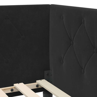 Cornice del letto ad angolo Nero 90 x 190 cm Velluto | homemem39