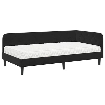 Cornice del letto ad angolo Nero 90 x 190 cm Velluto | homemem39