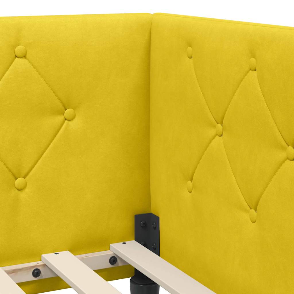 Cornice del letto ad angolo Giallo 90 x 190 cm Velluto | homemem39