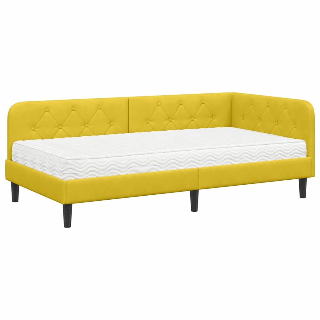 Cornice del letto ad angolo Giallo 90 x 190 cm Velluto | homemem39