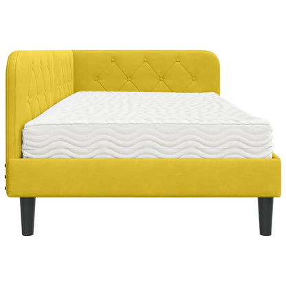 Cornice del letto ad angolo Giallo 90 x 190 cm Velluto | homemem39
