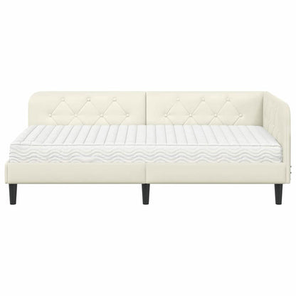 Cornice del letto ad angolo Crema 90 x 190 cm Velluto | homemem39