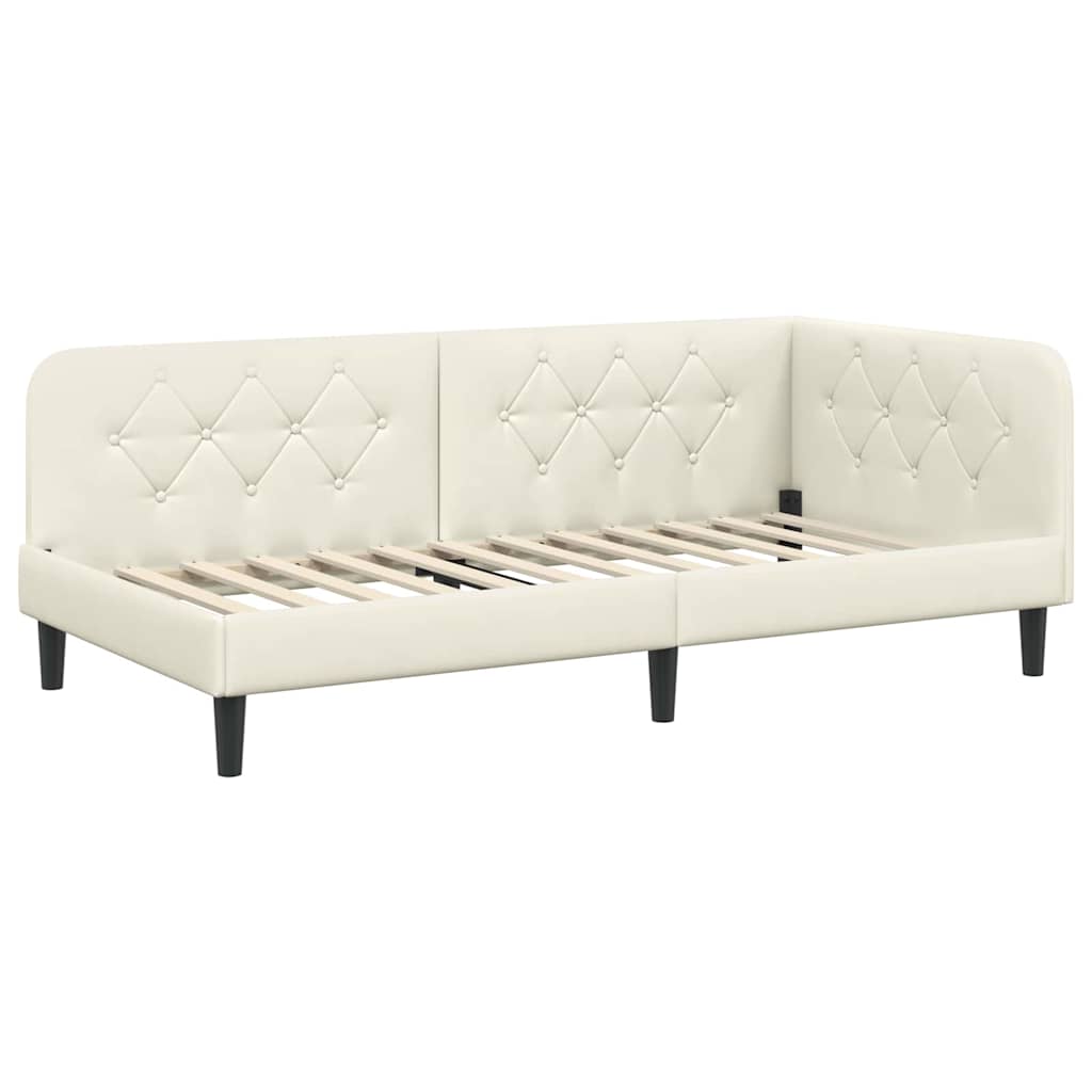Cornice del letto ad angolo Crema 90 x 190 cm Velluto | homemem39