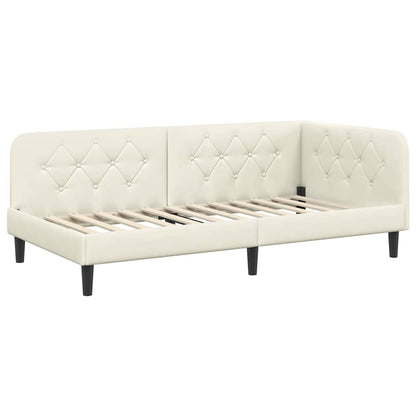 Cornice del letto ad angolo Crema 90 x 190 cm Velluto | homemem39